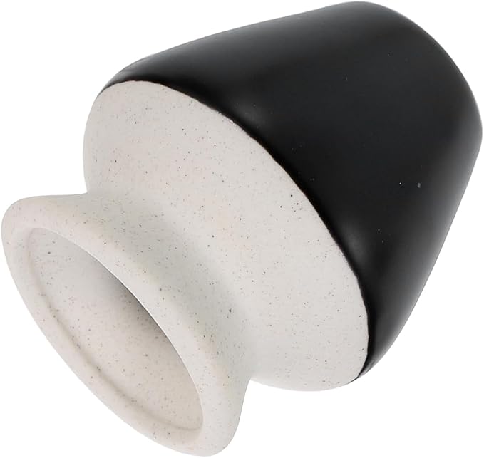 HARFINGTON Ceramic Chasen Stand 65mm Matcha Whisk Holder, Traditional Matcha Tea Chasen Holder, Black Gray