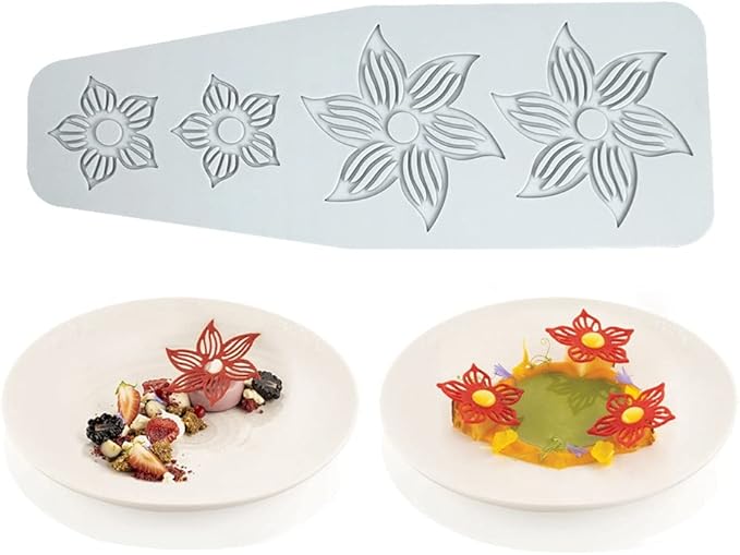 Hollow Leaf Silicone Mold Chocolate Candy 3D Hollow Leaf Candy Mold Food Cooking Meals Decorations Fondant Mold Polymer Clay Molds (Flower A_10.48x3.84x0.12inch)