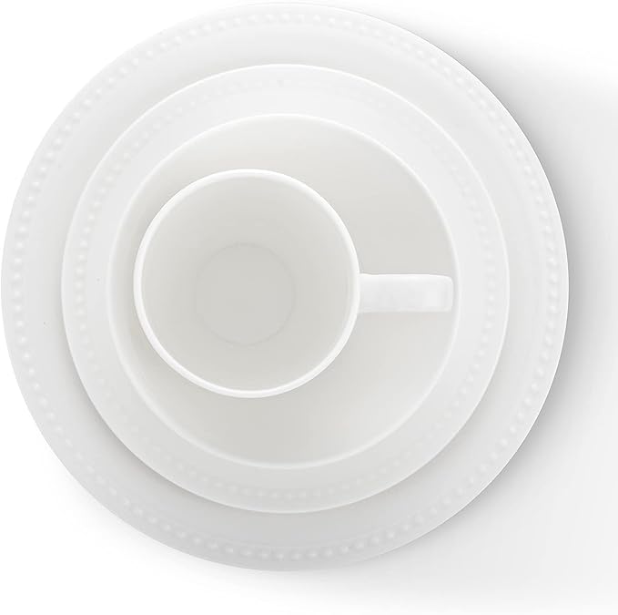 Stone lain Bone China Pinpoint Embossed 32 Piece Dinnerware Set, White