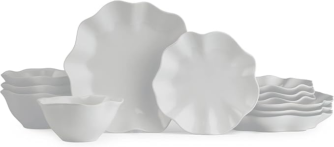Portmeirion Sophie Conran Floret 12 Piece Dinnerware Set | Service for 4 | Elegant Dinnerware Serving Plates | Appetizer, Buffet, Dinner, and Lunch Plates | Dishwasher Safe – Dove Gray