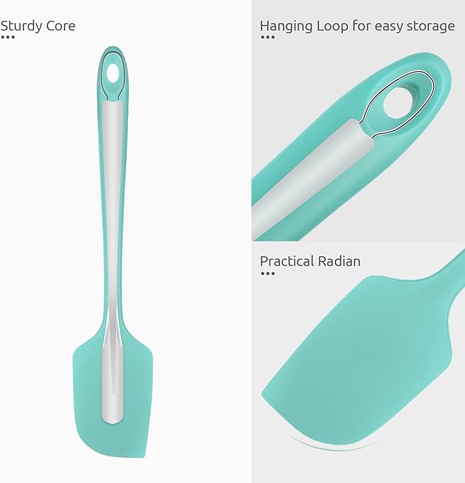 14in Extra Long Silicone Spatula: U-Taste 480ºF Heat Resistant Flexible Baking Mixer Scraper, Large Rubber Mixing Stirring Scraping Seamless Kitchen Turner Utensil for Nonstick Cookware (Aqua Sky)