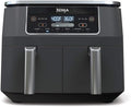 Ninja DZ201 Foodi 8 Quart 6-in-1 DualZone 2-Basket Air Fryer with 2 Independent Frying Baskets, Match Cook & Smart Finish to Roast, Broil, Dehydrate & More for Quick, Easy Meals, Grey