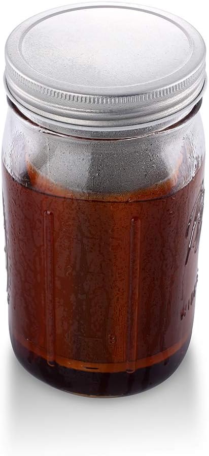MODERNJOE'S Premium Infuser Cold Brew Coffee Maker for 1 Quart Wide Mouth Mason Jars. Cold Brew Coffee Filter. Iced Coffee and Tea. Heavy Duty Gauge 100 Micron Mesh 304 Stainless Steel