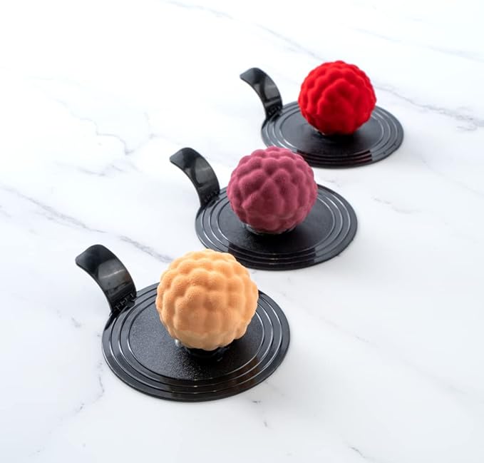 Pastry Tek 4 Cavities Fruit Silicone Molds, 10 Oven-Ready Berry Molds - Flexible, Freezable, White Silicone Lychee Berry Molds, Easy Release, For Baking