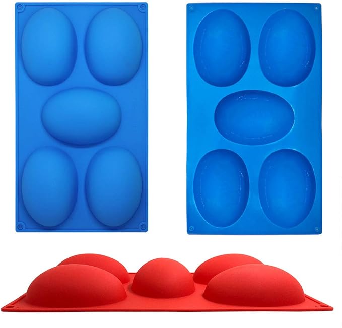 3 Packs 5 Cavities Easter Eggs Silicone Mold,findTop Baking Mold Cake Pan, Biscuit Chocolate Mold, Ice Cube Tray, Soap Mold