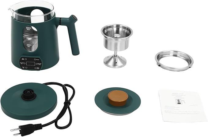 Electric Kettle,Temperature Control Glass Tea Maker LCD Display,Water Boiler & Heater With 360° Swivel Base and 6 Different Kinds of Functions For Coffee,Tea,Milk,Water,Hot Chocolate (Green)