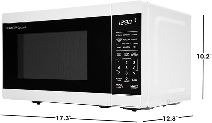 SHARP Compact Countertop Microwave Oven with Removable 10" Carousel Turntable, 700 Watt, 0.7 Cubic Feet, White