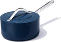3.5QT Nonstick Ceramic Sauce Pan with Lid 8" Soup Pot Even Heat Distribution, Non Toxic PFAS-Free Healthy Cooking Pot for All Stovetops (Induction/Gas/Electric) Oven Safe 500°F, Navy Blue