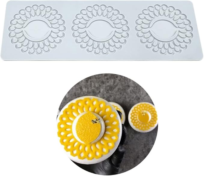Silicone Molds 3D Hollow Leaf Chocolate Molds Honeycomb Bee Candy Mold Flower Pattern Fondant Mold Cake Topper Sugar Craft Decoration (R_Sunflower_10.08 * 3.56 * 0.08inch)