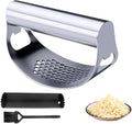 2026 New Garlic Press Rocker, Upgrade Garlic Press Stainless Steel, Portable Manual Stainless Steel Garlic Press Rocker, Innovative Garlic Crusher with Peeler and Scraper (1)
