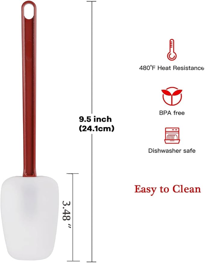 Commercial Spoonula Rubber Spatula Set, High Heat Spatula Spoon 9.5 Inches, Commercial Spatula for Cooking, Rubber Spatula Set Resistant to 500℉ (1 Scraper 9.5"+1 Spoonula 9.5")