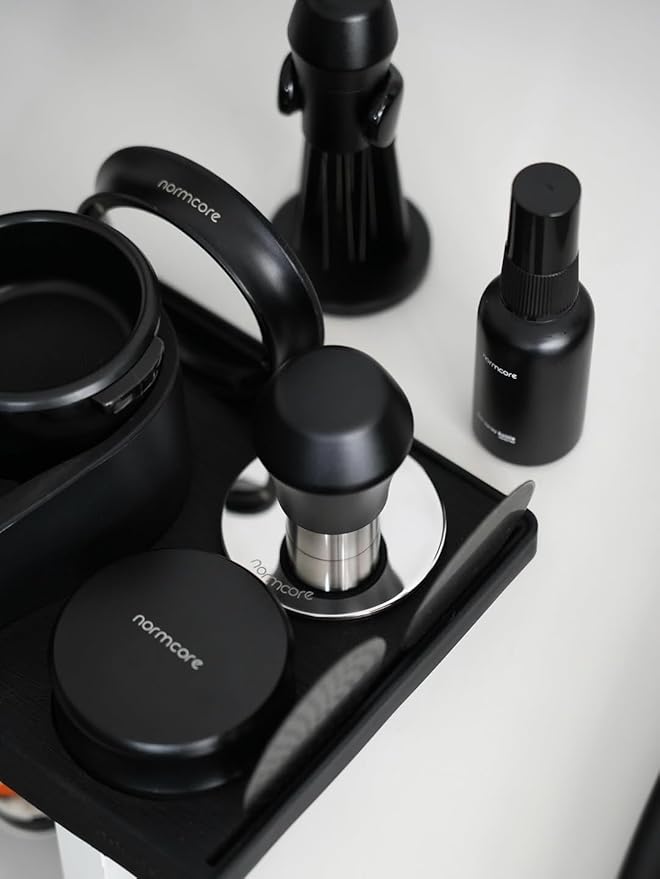 Normcore 51mm Coffee Tamper V4.1 Mini, Spring-Loaded with Click Feedback, Self-Leveling Stainless Steel Flat Baffle, Compatible with 51mm Espresso Machines Portafilter, Black