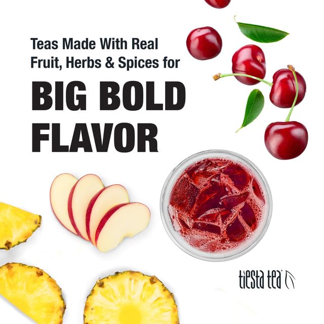 Tiesta Tea - Cherry Punch Cold Brew, Loose Leaf, Sweet Cherry Herbal Tea, Premium Iced, Non-Caffeinated Cold Brew Packets, Makes 64 oz of Pitcher Per Bag (Pack of 10)