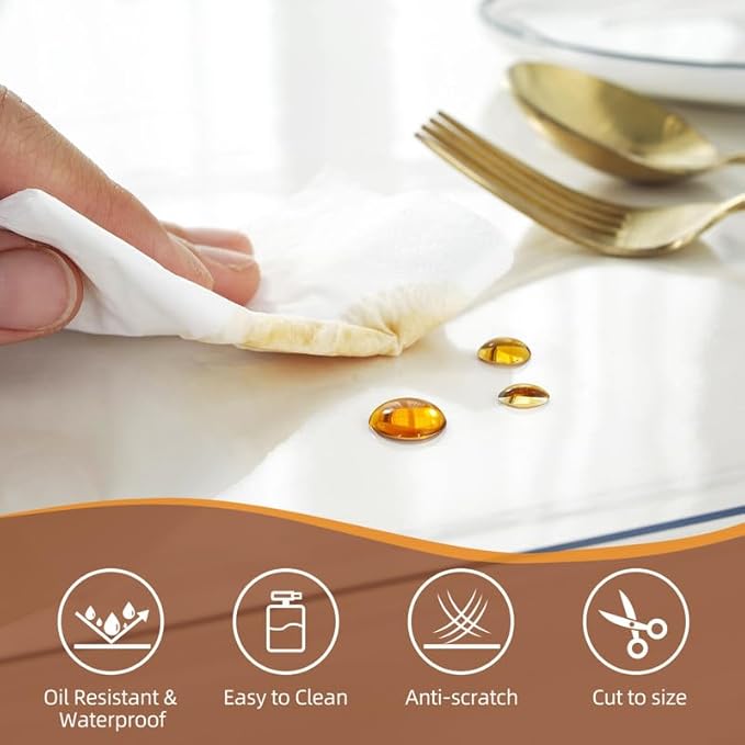Warmstar Clear Table Cover Protector 36 x 72 Inch,1.5mm Thick Plastic Table Cover Rectangle,PVC Clear Table Protector,Desk Protector Mat for Kitchen, Dresser, Writing Desk，Dining Room Table