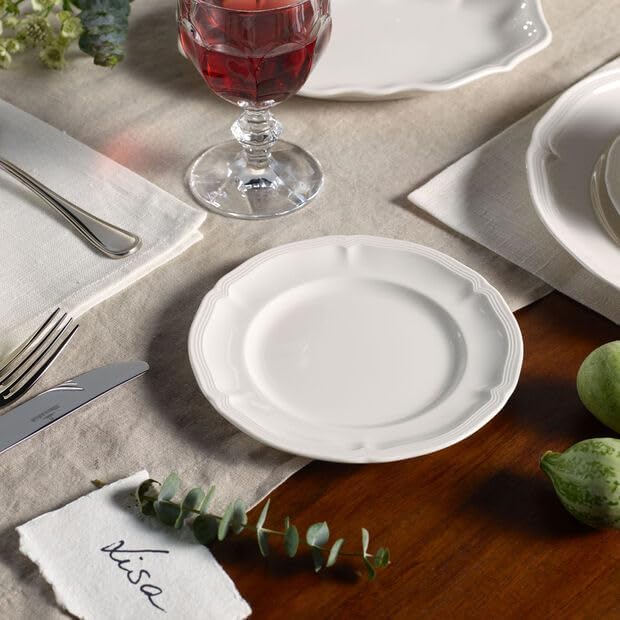 Villeroy & Boch Manoir 18-Piece Dinnerware Set, Plates & Bowls, Premium Porcelain, Made in Germany, Dishwasher & Microwave Safe, Rich, Creamy White