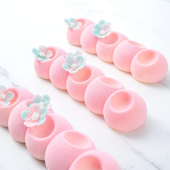 Pastry Tek 6 Cavities Flower Mold, 1 Oven-Ready Flower Chocolate Mold - Flexible, Freezable, White Silicone Flower Candy Mold, Easy Release, For Baking - Restaurantware