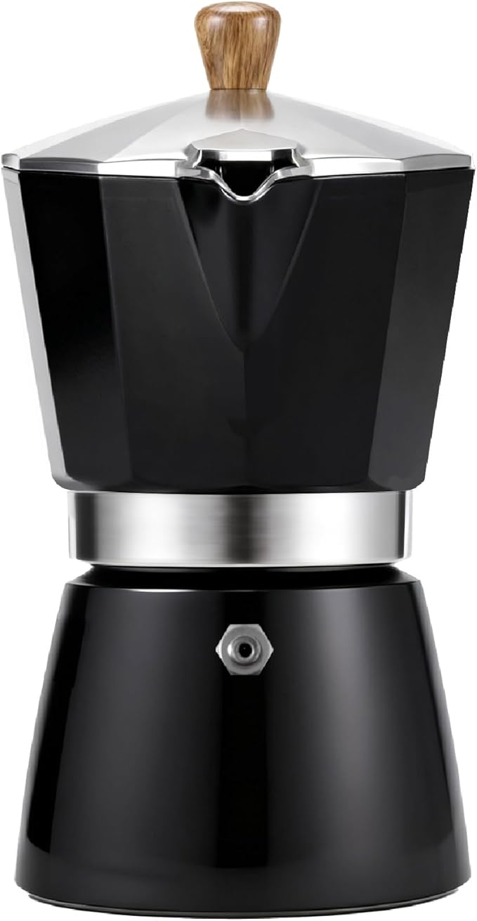AGOGO Milano Moka Pot, Stovetop Espresso Maker, Greca, Coffee Percolator, Turkish Coffee Maker with Paper Filter 6 Cup Black