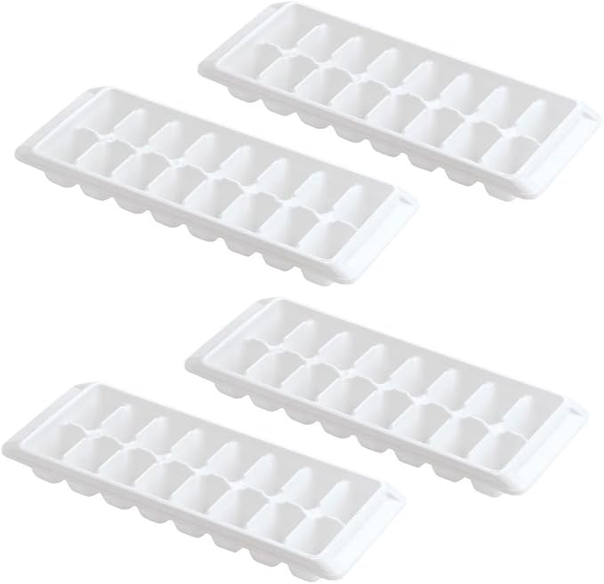 Easy Release White Ice Cube Tray, 16 Cube Trays (Pack of 4) (4 Pack - 64 Cubes)