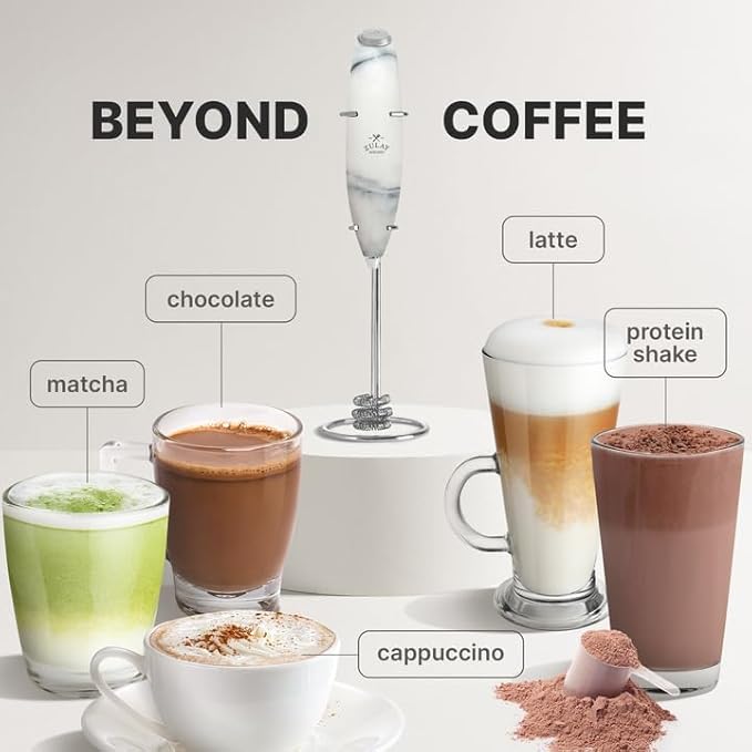 Zulay Kitchen Milk Frother with Patented Tornado Triple Whisk – Handheld Foam Maker for Coffee, Lattes, Matcha & Hot Chocolate – Rich, Creamy Froth in Seconds