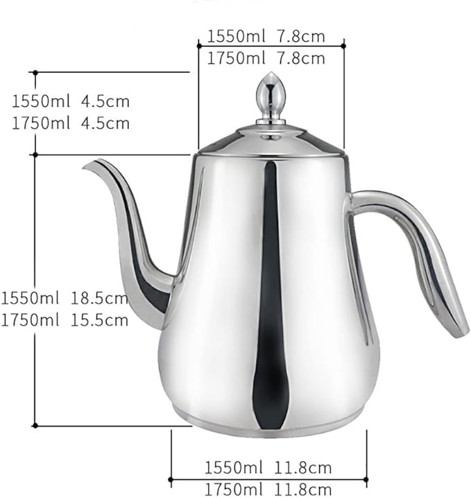 SANQIAHOME Stainless Steel Teapot with Infuser Silver 58Oz