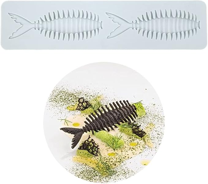 Silicone Molds 3D Hollow Leaf Chocolate Molds Honeycomb Bee Candy Mold Flower Pattern Fondant Mold Cake Topper Sugar Craft Decoration (H_Fish Bone_9.2 * 2.2 * 0.2inch)