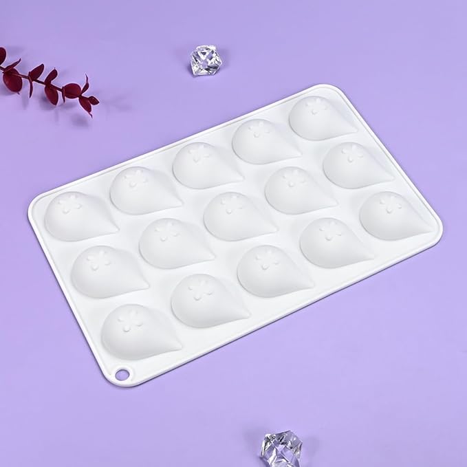 mostsom Silicone Water Droplet Molds 15-Cavity Dessert Mold for Chocolate, Mousse, Jelly, Cake Decorations, Baking Tools (D_ Water Droplet)
