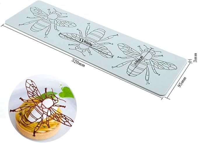 Silicone Molds 3D Hollow Leaf Chocolate Molds Honeycomb Bee Candy Mold Flower Pattern Fondant Mold Cake Topper Sugar Craft Decoration (G_Bee_12.8 * 3.8 * 0.12inch)
