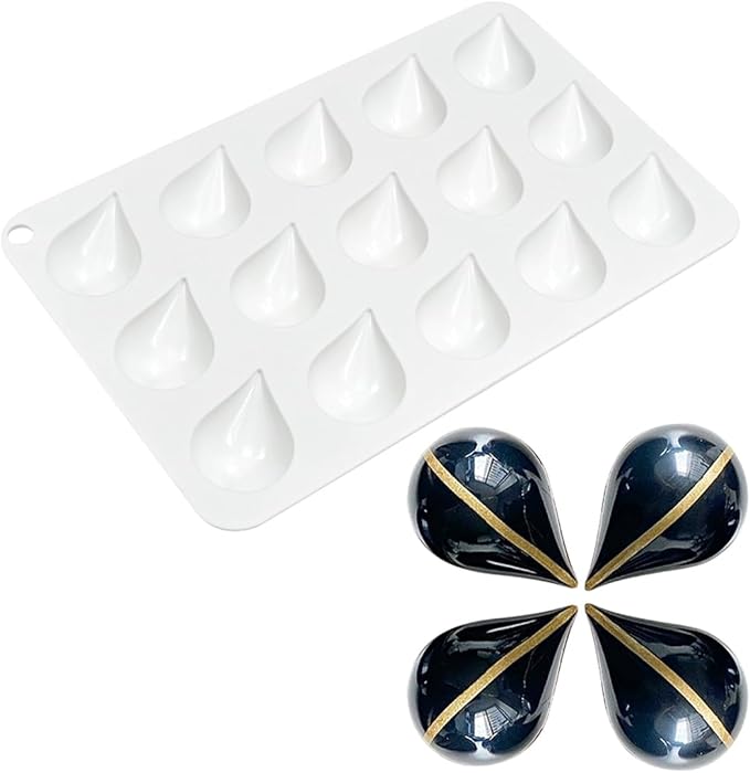 mostsom Silicone Water Droplet Molds 15-Cavity Dessert Mold for Chocolate, Mousse, Jelly, Cake Decorations, Baking Tools (D_ Water Droplet)