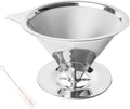 Pour Over Coffee Dripper Stainless Steel Coffee Filter Metal Cone Filter Extra Fine Wire Mesh Reusable Coffee Filter Coffee Maker (Silver, 1-6 Cups)