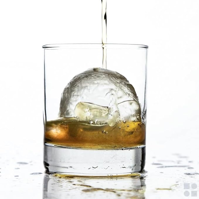 glacio Ball Ice Cube Tray and Big Ice Cube Molds for Whiskey, Slow-Melting, 100% Silicone, No-Plastic, Easy Release, Ideal for Gifting and Elevating Cocktails