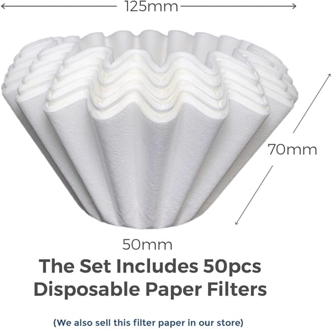 AGOGO Compact Portable Pour Over Coffee Maker Set - Easy Cleaning 304 Stainless Steel Dripper Set for Camping & 50 Filters Paper & Cleaning Rag (Black, 600ml)