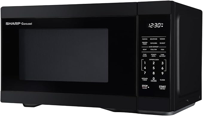 SHARP Countertop Microwave Oven with Removable 12.4" Carousel Turntable, 1000 Watt, 1.1 Cubic Feet, Black