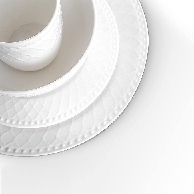 Stone Lain Alexandria 16-Piece Dinnerware Set Bone China, White