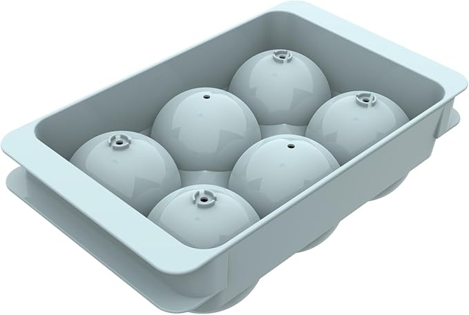 WIBIMEN Large Ice Cube Molds, Big Round Whiskey Ice Cube Trays for Freezer, Easy to Fill & Release, Whiskey Bourbon Cocktail(1.9In*6 Balls- Blue/1 Pack)