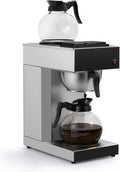 SYBO 12-Cup Commercial Drip Coffee Maker, Pour Over Coffee Maker Brewer with 2 Glass Carafes and Warmers, Stainless Steel Cafetera SF-CB-2GA