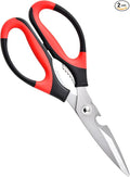 Multipurpose kitchen scissors, heavy duty meat poultry scissors, spice scissors, food cooking scissors, stainless steel utility scissors (2, red)