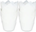 Large size White Tulip Baking Cups 2-1/4"(Base diameter) x 4"(Wall height) Greaseproof paper baking cupcake Muffin liners, Case of 130 pcs