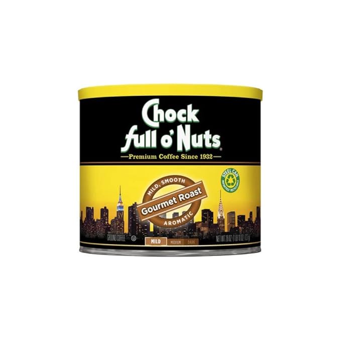 Chock Full o’Nuts Gourmet Roast Ground Coffee, Mild Roast – A Light, Smooth and Aromatic Mild Blend (26 Oz. Can)