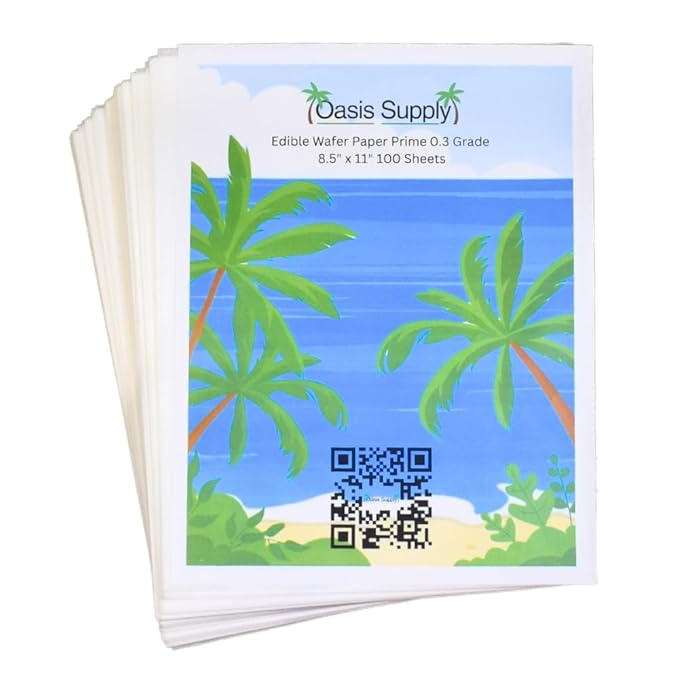 Oasis Supply 100 Piece Edible Rectangle Wafer Paper Pack, 8" by 11", White