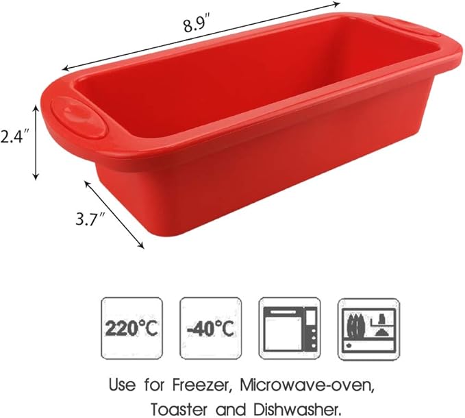 SILIVO Silicone Bread and Loaf Pans (4 Pack) - Nonstick Silicone Baking Mold for Homemade Loaf, Bread and Meatloaf