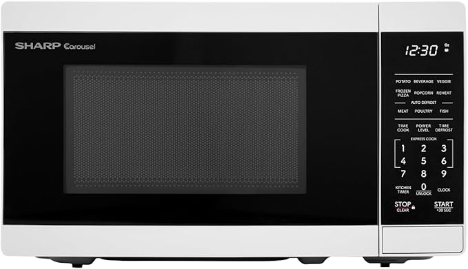 SHARP Compact Countertop Microwave Oven with Removable 10" Carousel Turntable, 700 Watt, 0.7 Cubic Feet, White