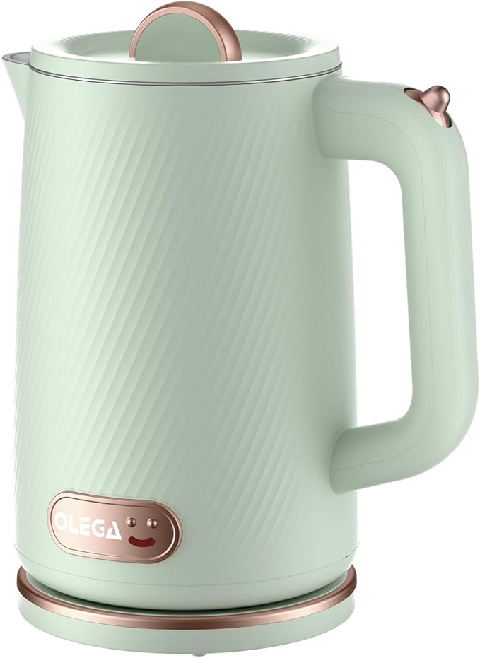 OLEGA Electric Kettle - 1500W Electric Tea Kettle 1.8L Stainless Steel Inner Electric Kettles for Boiling Water Auto Shut Off Boil-Dry Protection Electric Water Kettle for Coffee Tea Green