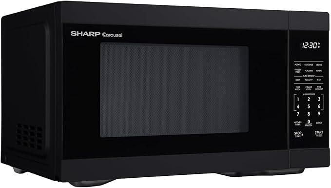 SHARP Countertop Microwave Oven with Removable 12.4" Carousel Turntable, 1000 Watt, 1.1 Cubic Feet, Black