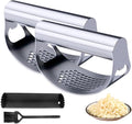 2025 New Stainless Steel Garlic Presser, Portable Manual Stainless Steel Garlic Press for Home Kitchen Utensils, Upgrade Rocker Crusher Masher with Garlic Peeling (2)