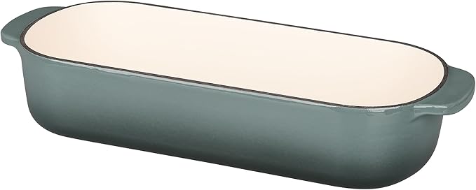 Enameled Cast Iron Loaf Pan with Lid, Dutch Oven Bread pan for Homemade Sourdough Bread Baking, 12.5x5.5 inch, 5qt, Slateblue