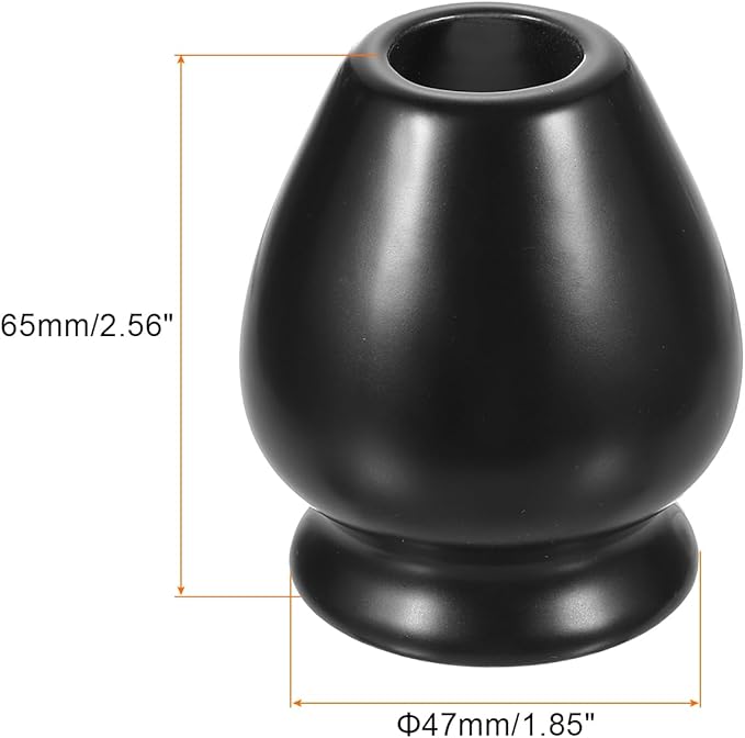 HARFINGTON Ceramic Chasen Stand 65mm Matcha Whisk Holder, Traditional Matcha Tea Chasen Holder, Black