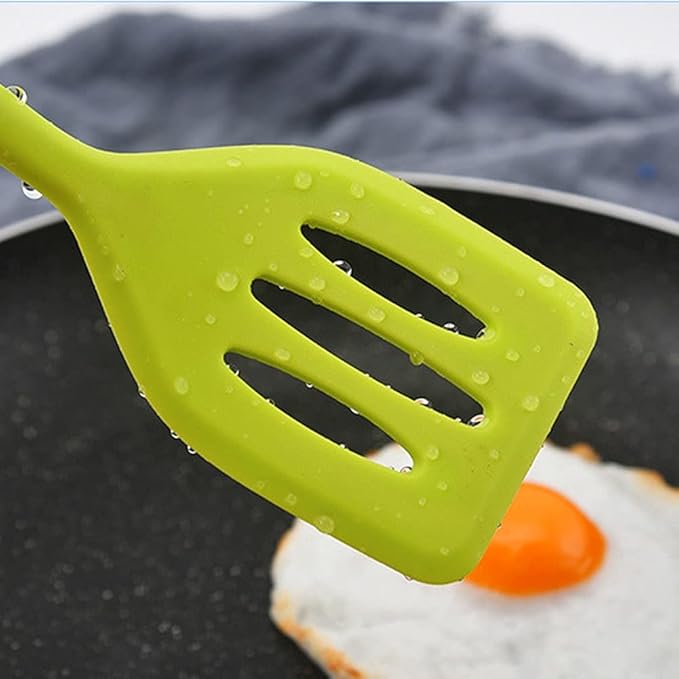 2Pack Small Silicone Turner High Heat Resistant Slotted Spatula for Fish, Eggs, Pancakes and More (8.2 IN, Pink)