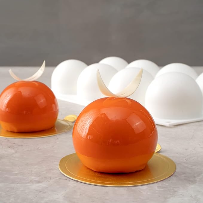 Restaurantware-Pastry Tek 8 Cavities Ball Mold, 1 Oven-Ready Chocolate Mold - Flexible, Freezable, White Silicone Baking Mold, Easy Release, For Making Candies or Chocolates