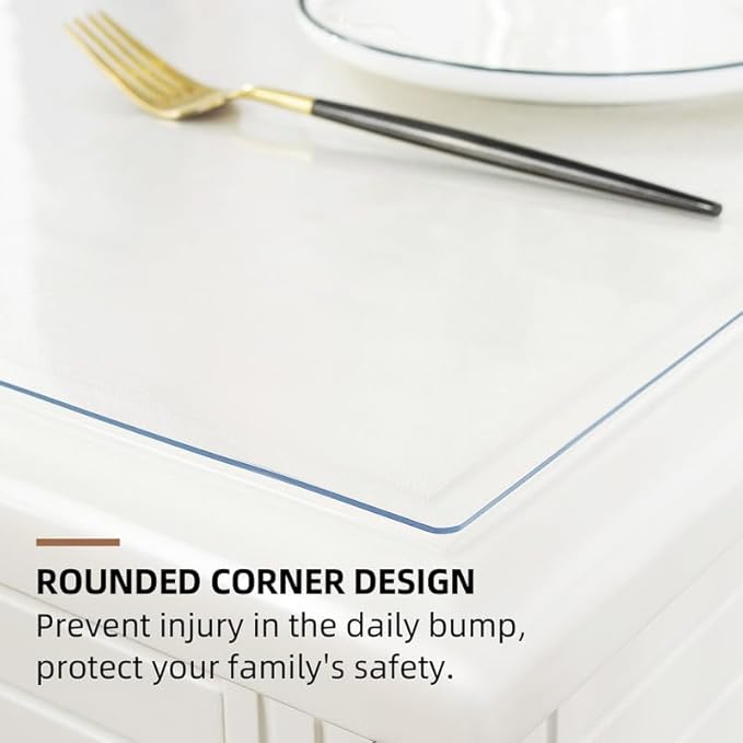 Warmstar Clear Table Cover Protector 22 x 60 Inch,1.5mm Thick Plastic Table Cover Rectangle,PVC Clear Table Protector,Desk Protector Mat for Kitchen, Dresser, Writing Desk，Dining Room Table