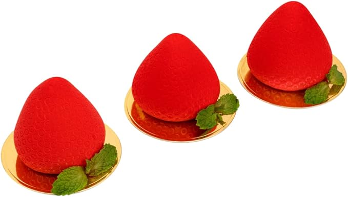 Restaurantware-Pastry Tek 8 Cavities Strawberry Silicone Mold, 1 Oven-Ready Strawberry Mold - Flexible, Freezable, White Silicone Fruit Silicone Mold, Easy Release, For Baking